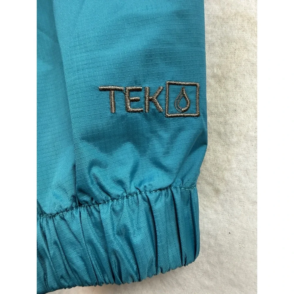 LL Bean Kids Blue Turquoise TEK Reflective Rain Jacket Size L 6X/7 Windbreaker